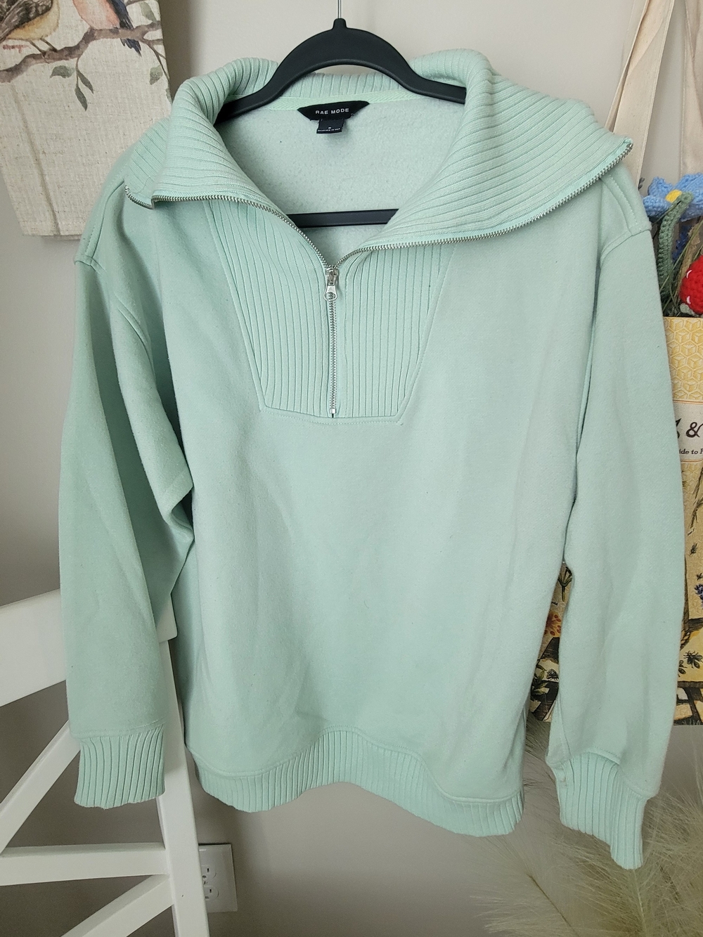 Rae Mode Mint Half-Zip Funnel Neck Sweatshirt